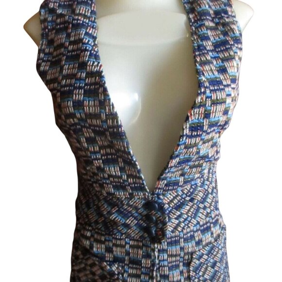 True Vintage Women's Vest Small 7/8 Top Vest 1960s Frock Mod Japan Burlap Knit - Picture 4 of 11